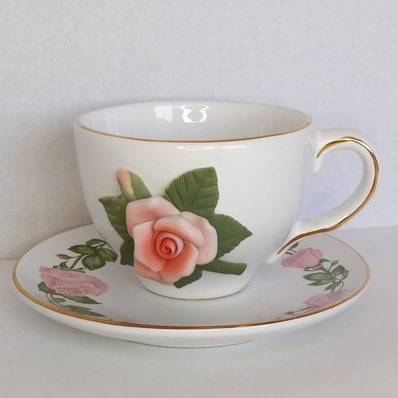 Teleflora Dining Tea Cup And Saucer Teleflora Gift Pink Rose Poshmark
